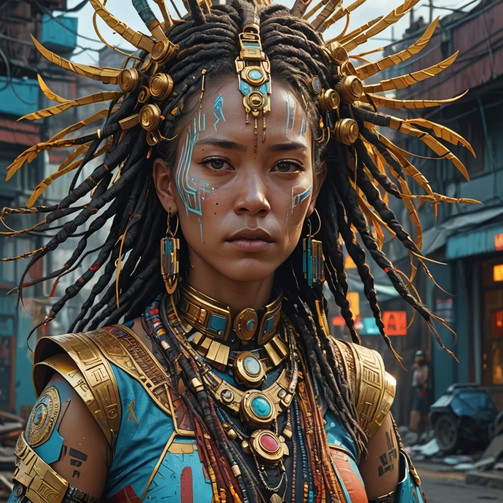 Futuristic Tribal Woman in Hyper-realistic Digital Art