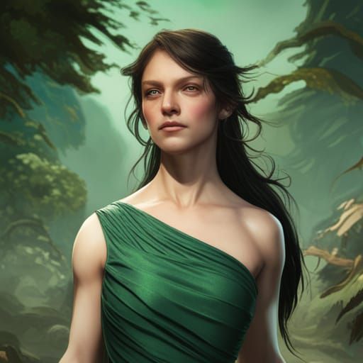 Goddess of Gardens Portrait in Hokusai Style