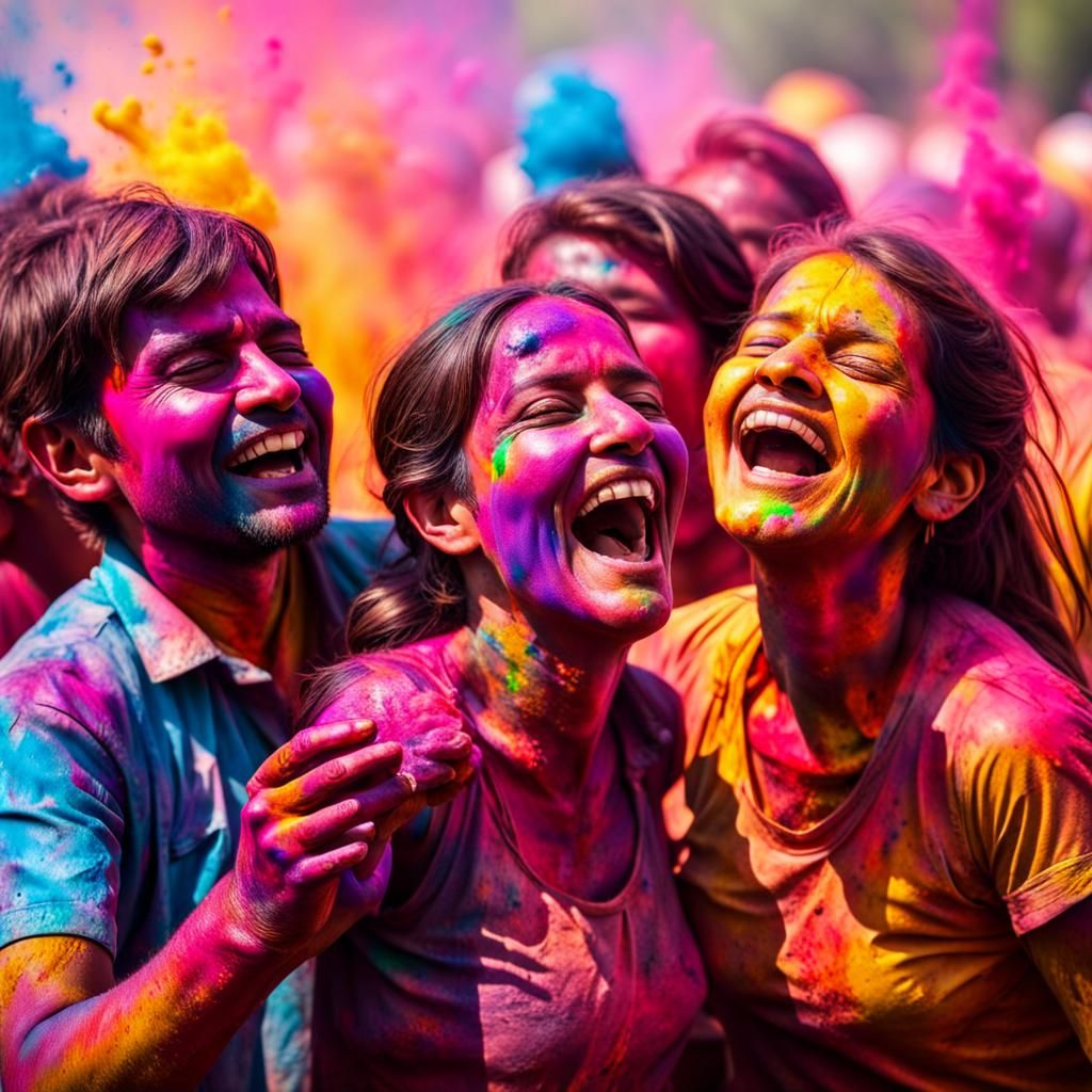 Happy people at Holi festival