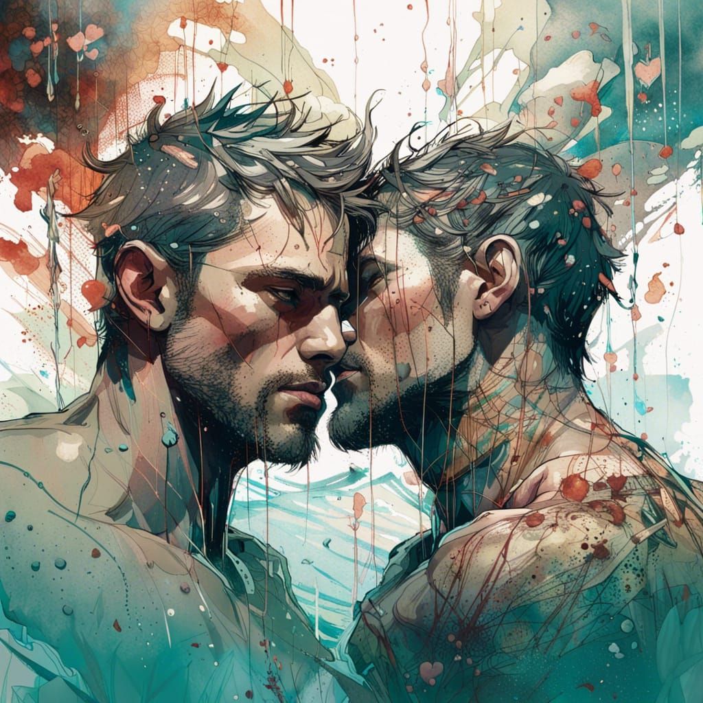 Intricate Illustration: Two Men in Love
