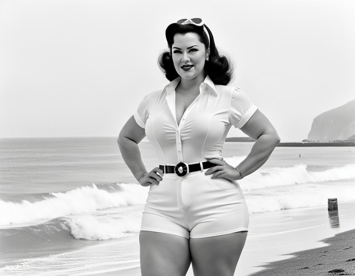 Sultry Snow White Pin-up in Tropical Attire