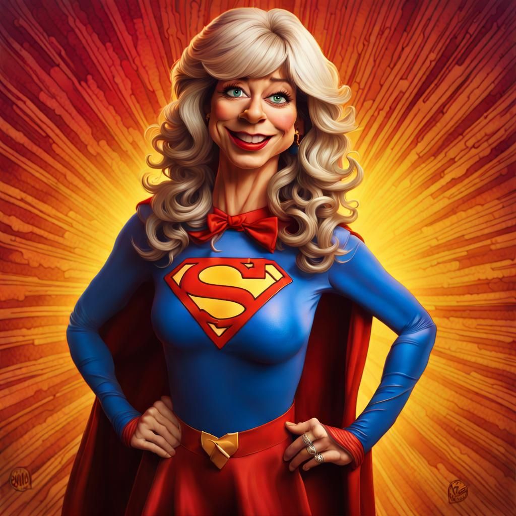 Janice as Supergirl in Psychedelic Pop Art Style