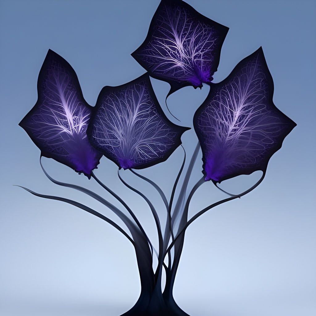 Dark Purple Floral Field in 3D Embossed Style