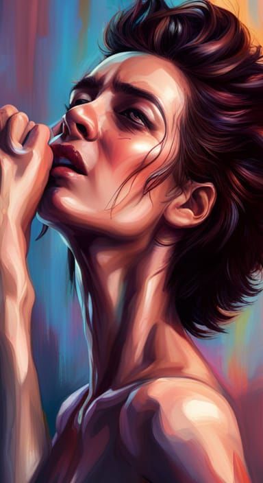 Dramatic Portrait in Hyperrealistic Splash Art Style