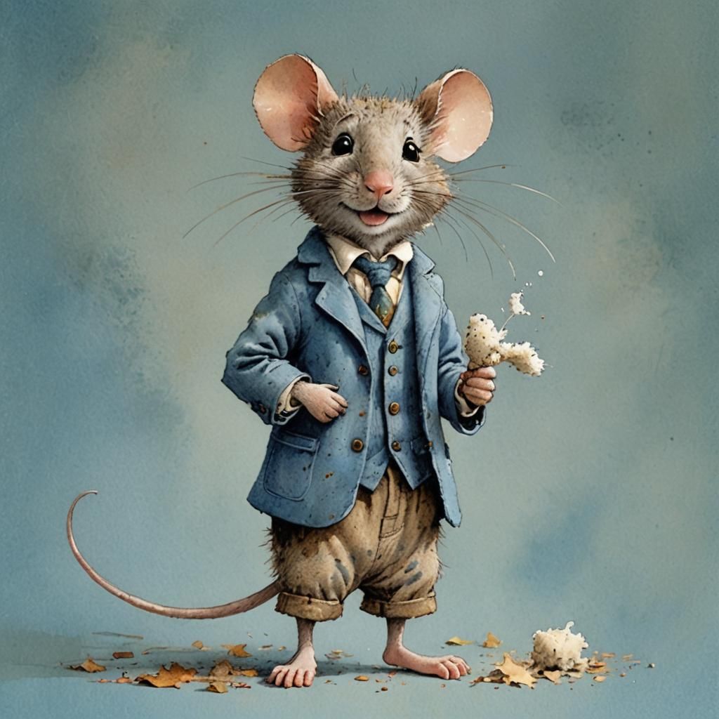 Happy Gentleman Mouse in Whimsical Style