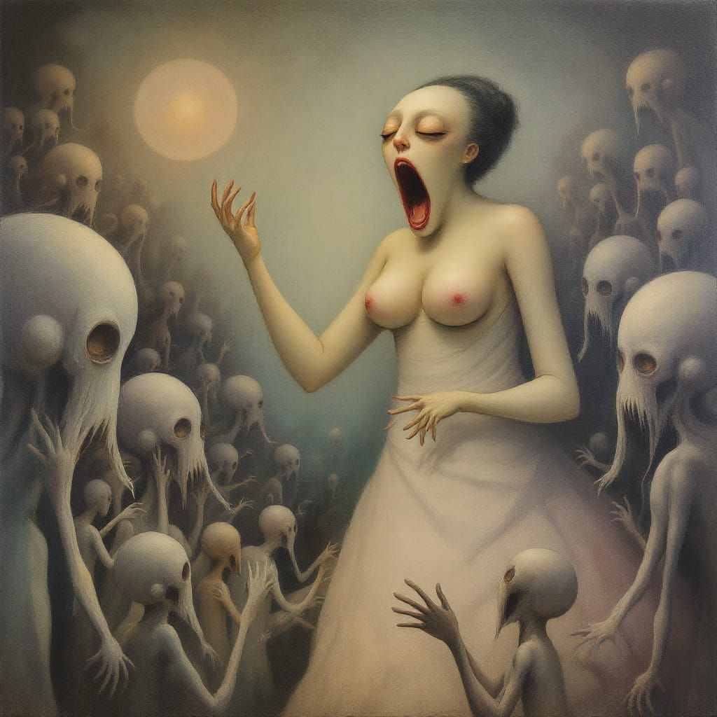 Surreal Soprano Sings to Spectral Audience in Dreamlike Pain...