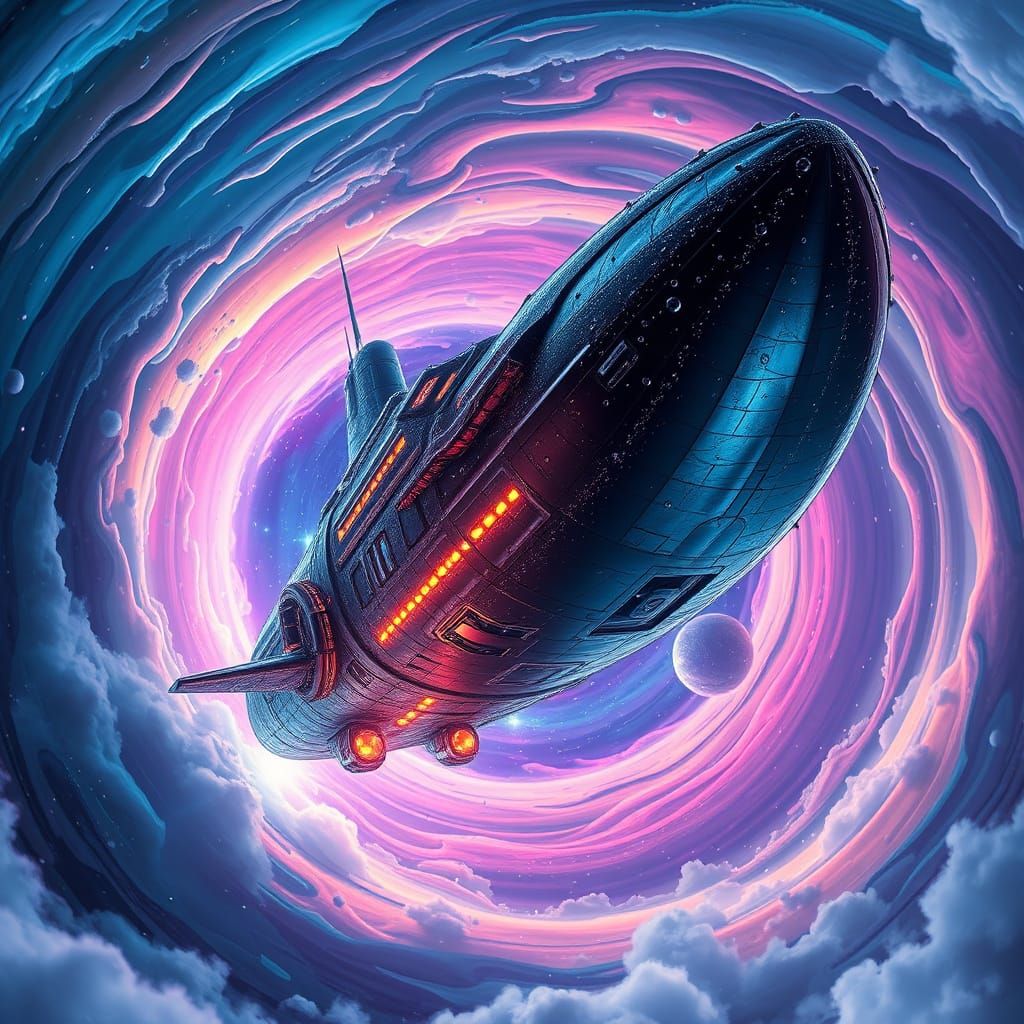 Gargantuan Spaceship Blasts Through Wormhole in Vibrant 8k