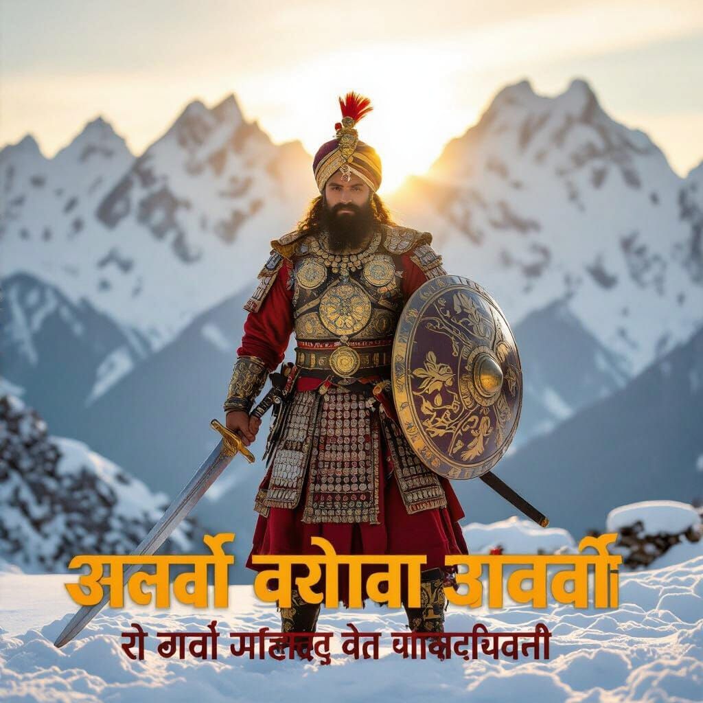 Dogra Warrior General in Himalayan Landscape, Cinematic Styl...