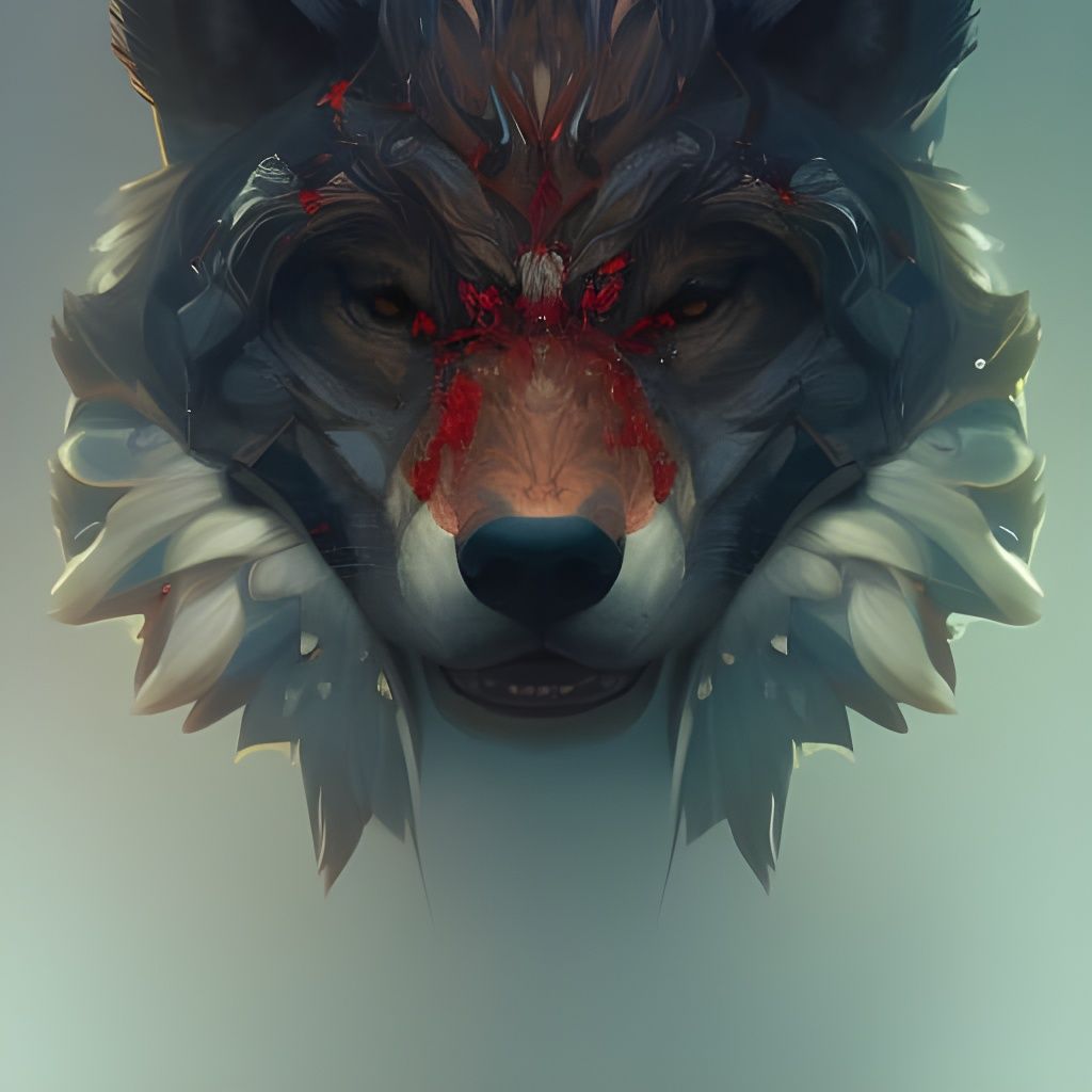 Demonic Eldridge Wolf Portrait in Hyperdetailed Style