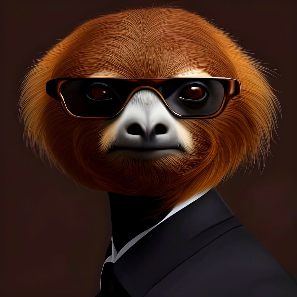 Sophisticated Sloth Portrait with Versace Glasses