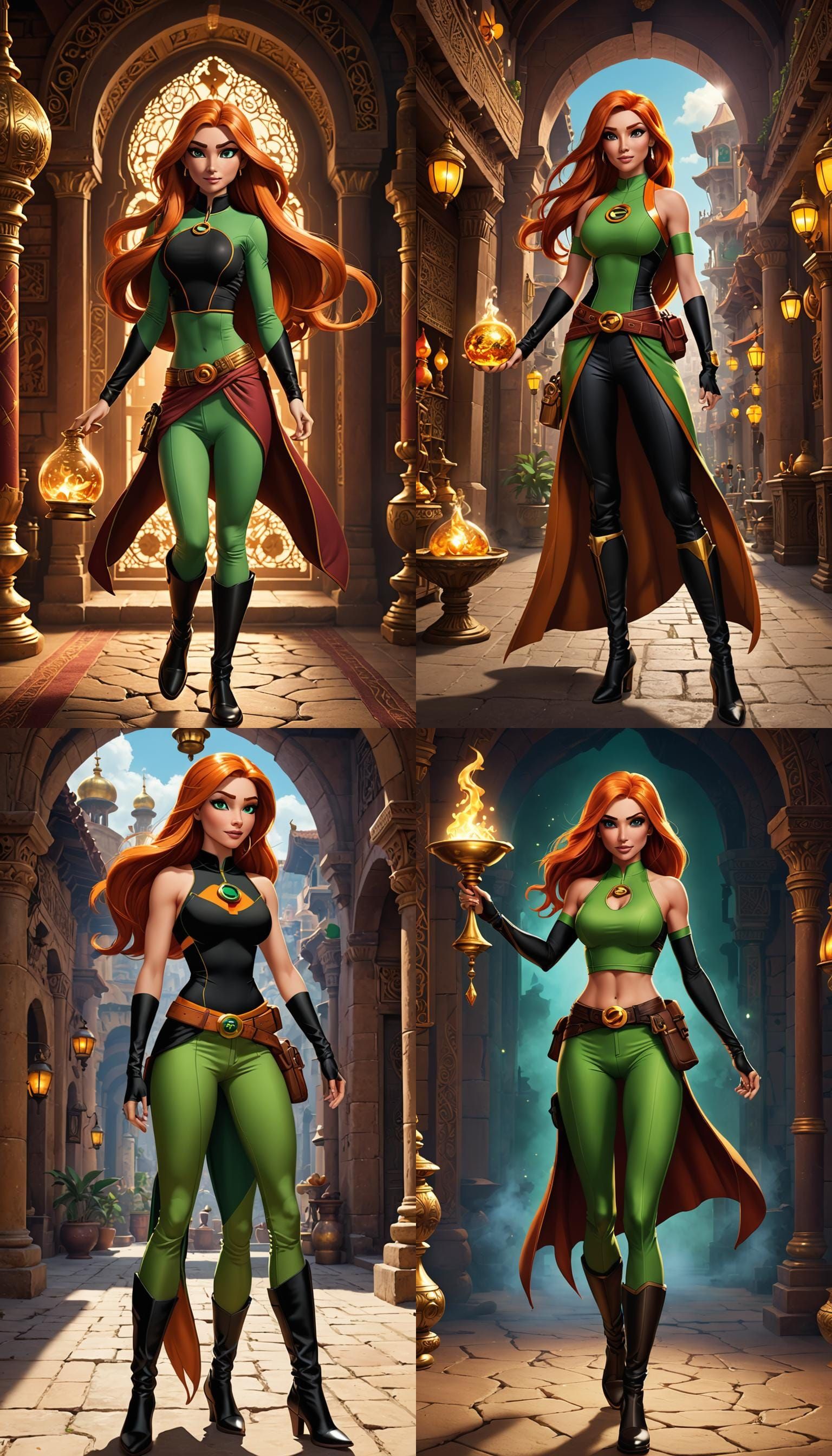 Kim Possible as a Magic Genie in Ethereal Fantasy Style