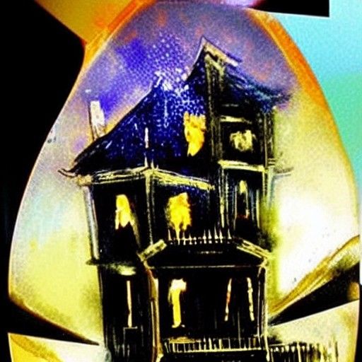Old haunted house with ghosts