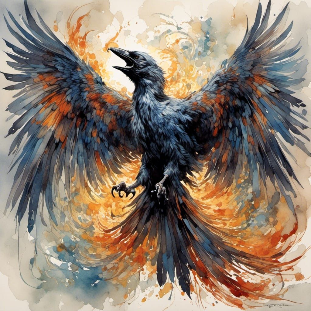 Chaotic Raven Creature Pulsating with Energy