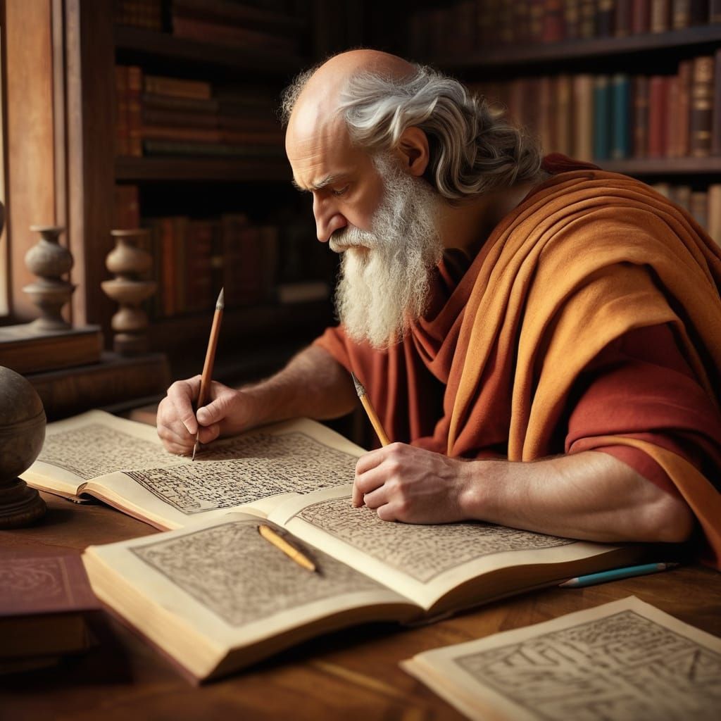 Ancient Greek Mathematician in Study