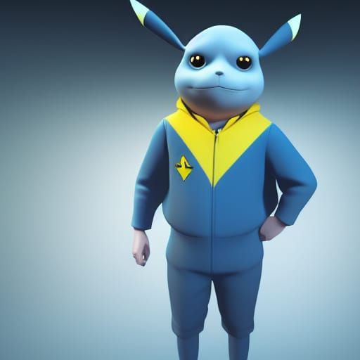 Businessman in Pikachu Suit: Pixar-Style 3D Art