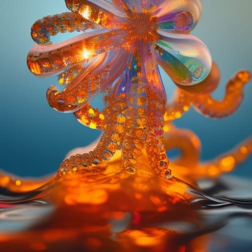 Rainbow Crystal Octopus in Sunset Light