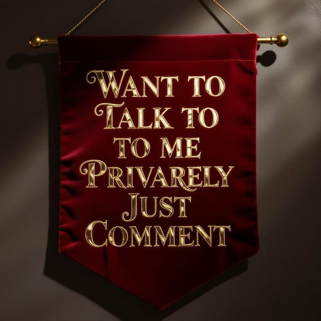 Red Velvet Banner With Gold Lettering For Private Comments