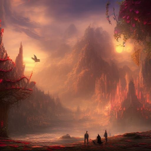 Fantastical Cute Love in Detailed Matte Painting