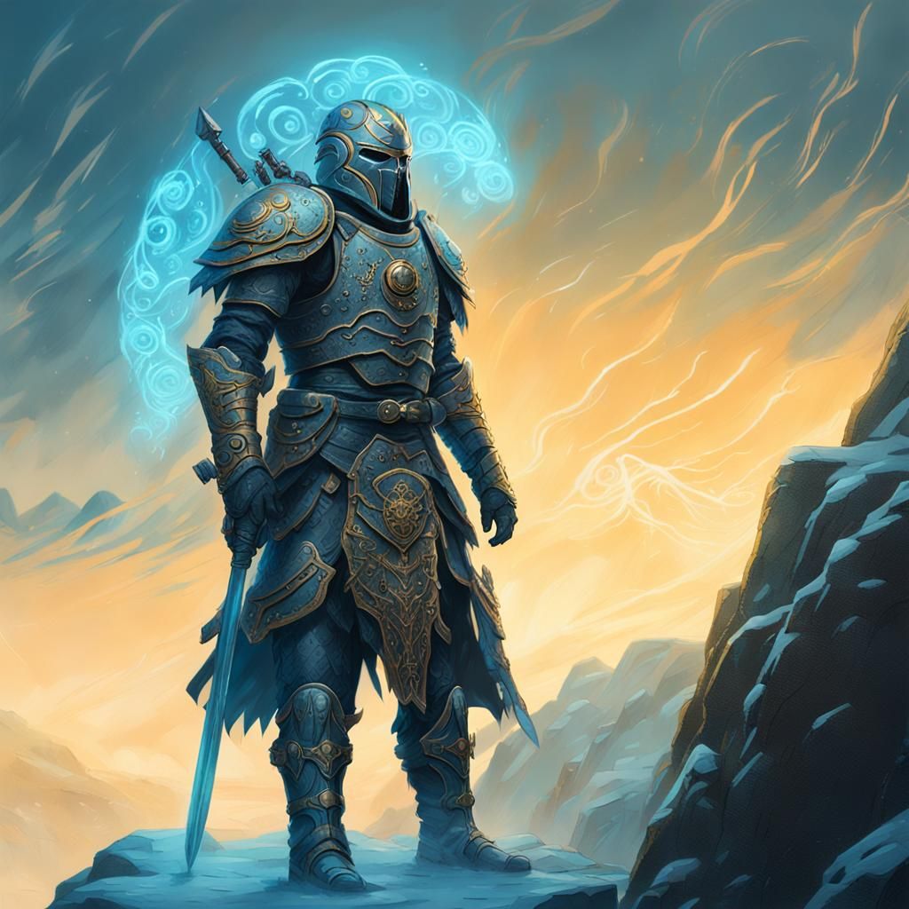 Kahran Warrior on Mystical Cliff: Fantasy Concept Art