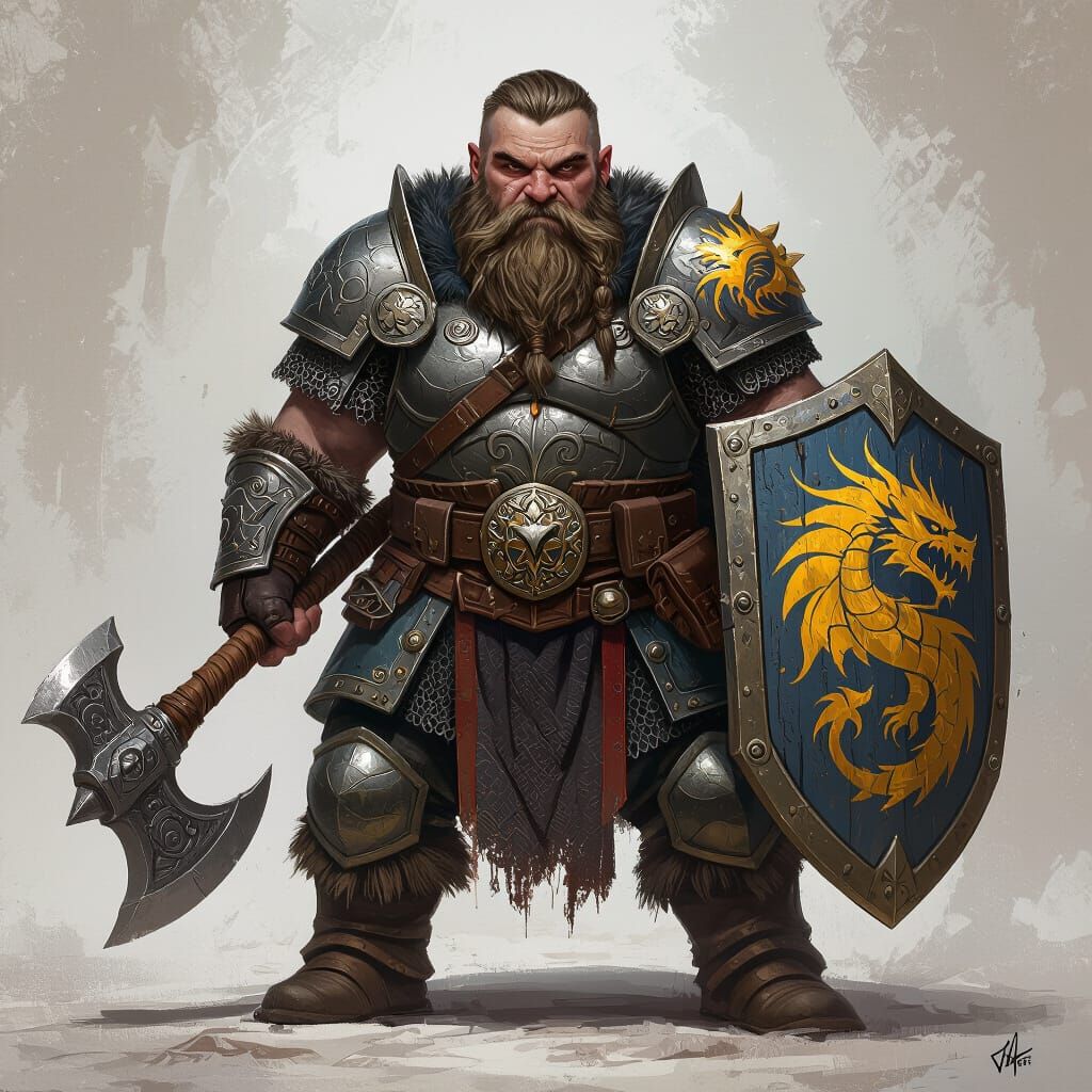 Exiled Dwarf Paladin, Battle-Worn Armor, Noble House Champio...