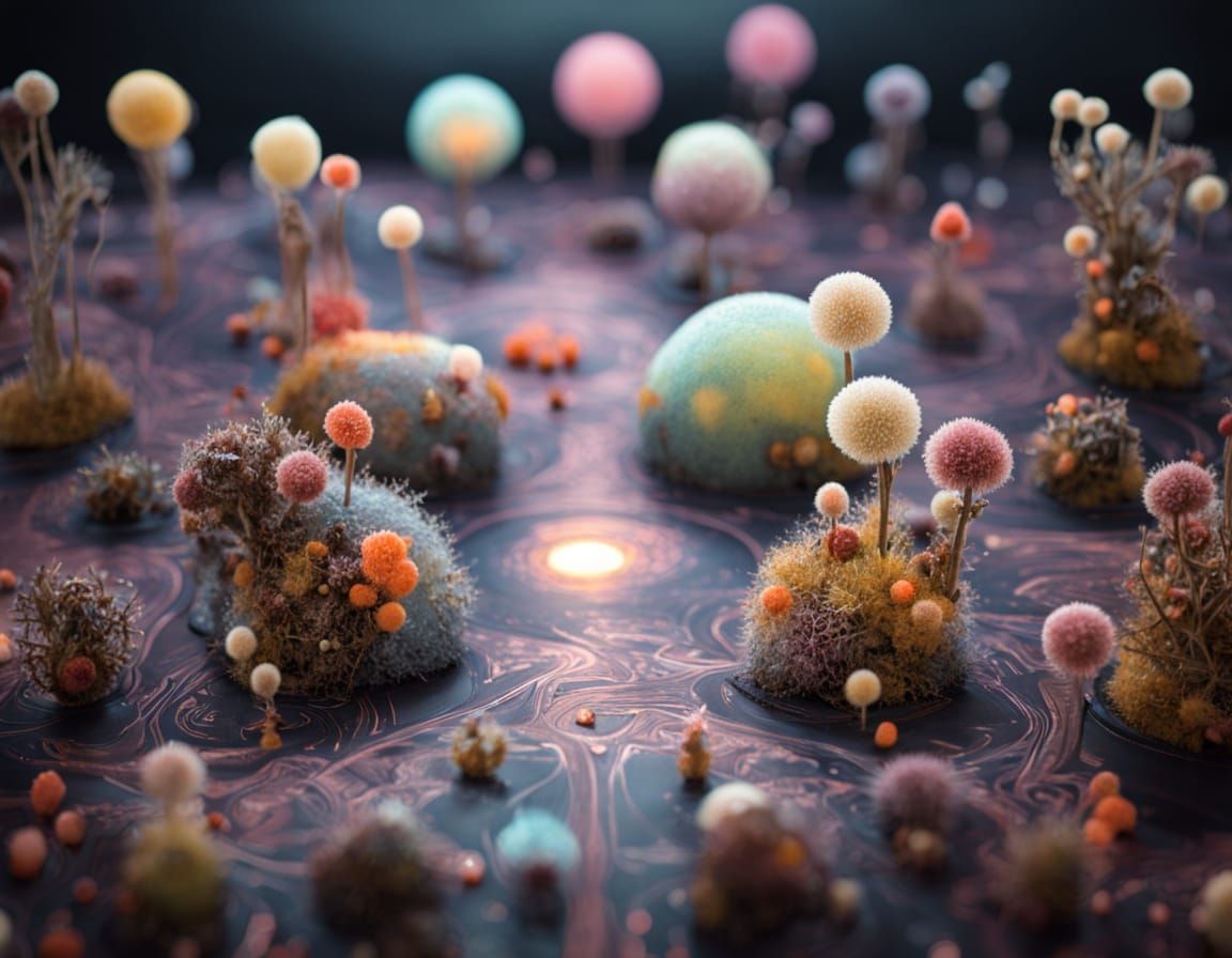 Surreal Radiolaria Microcosm in Metallic Fractal Hues
