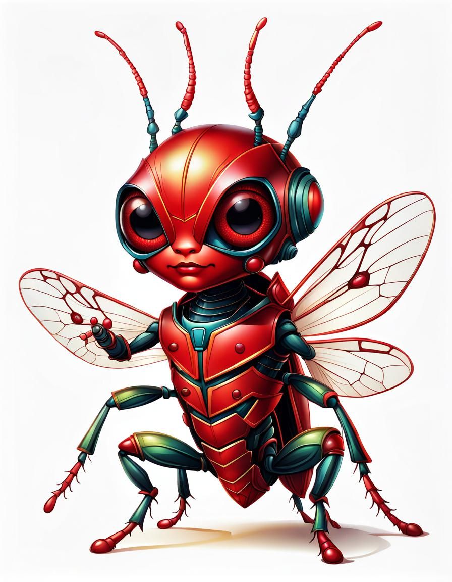 Superhero Grasshopper in Pop Surrealism Style