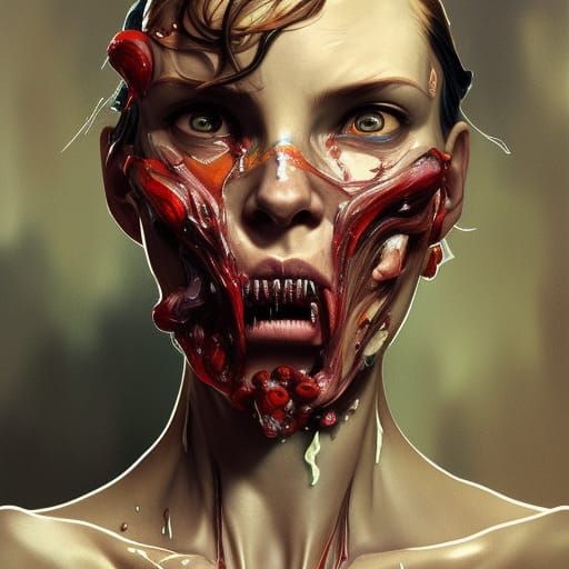 Hyperdetailed Portrait of a Deformed Horror Face