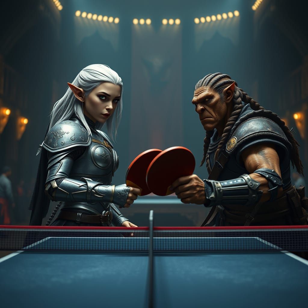 Epic Ping Pong Duel in a Futuristic Arena