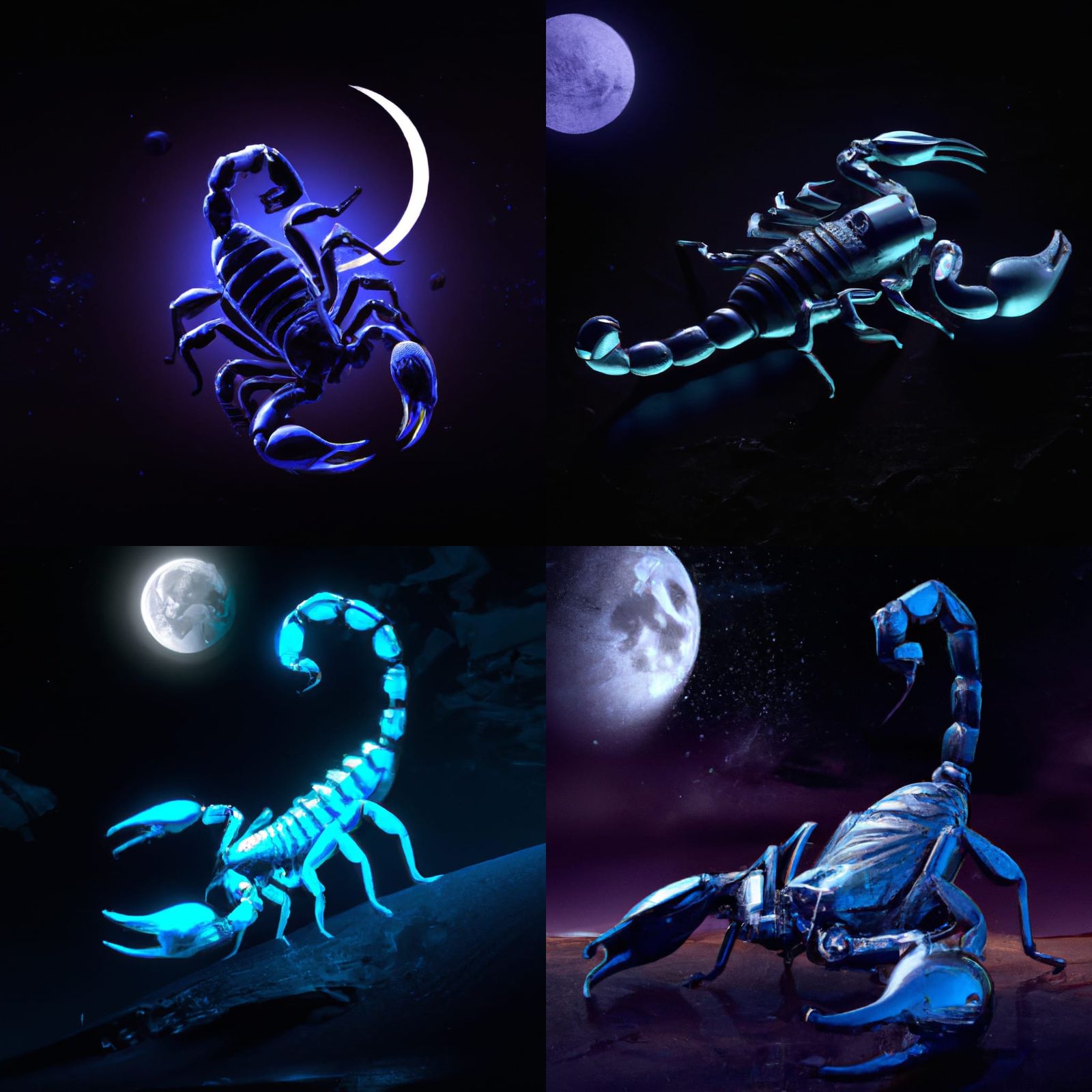 Neon Space Scorpion on the Moon in Hyperrealism