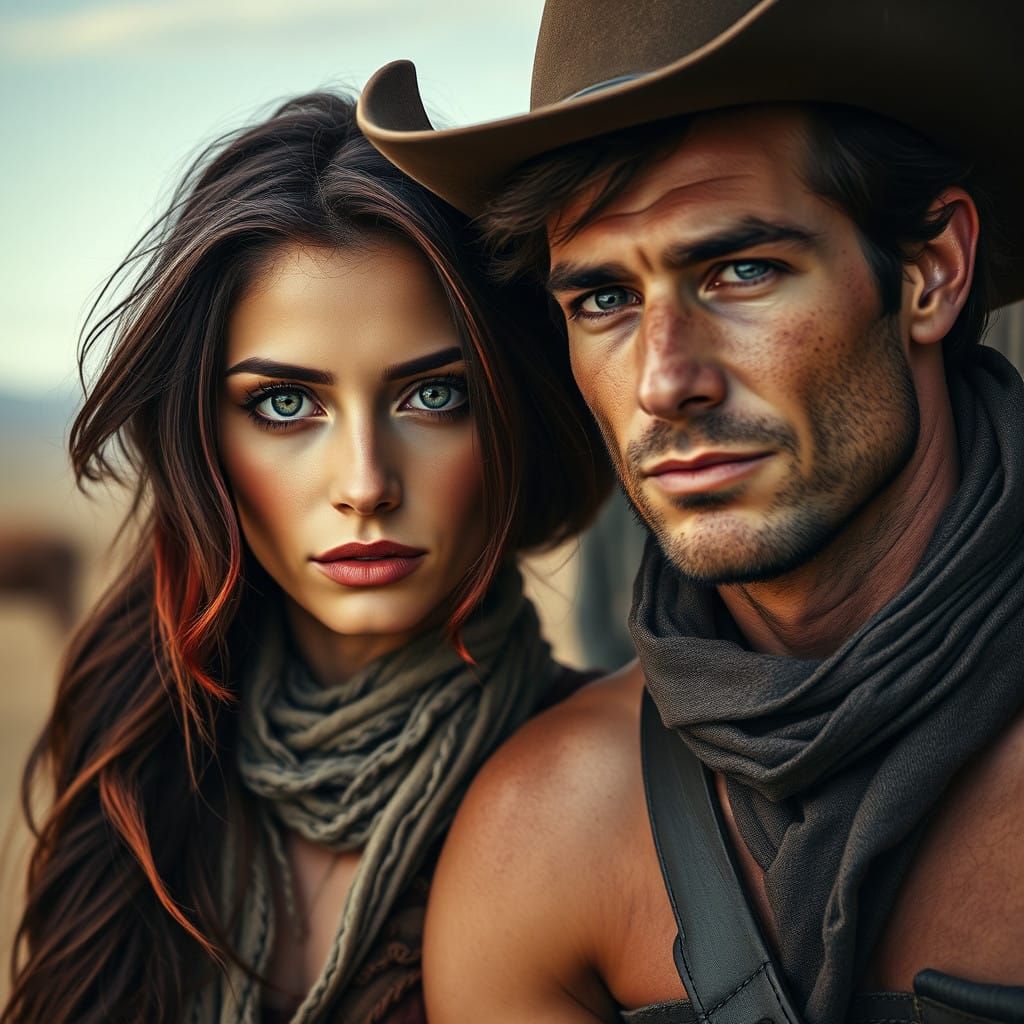 Couple in a Cinematic Western Landscape