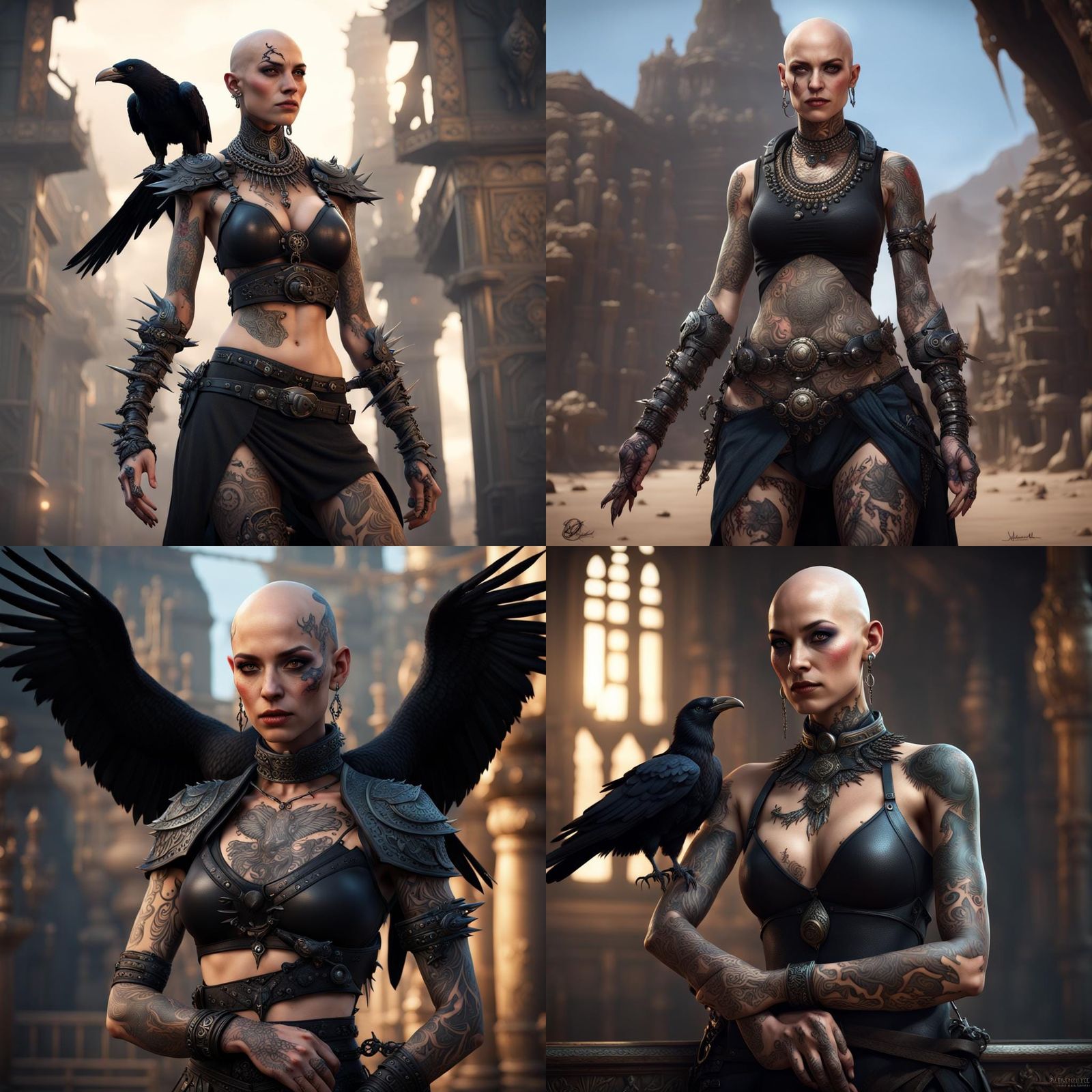 Intricate Shadar Kai Female with Raven, Digital Art