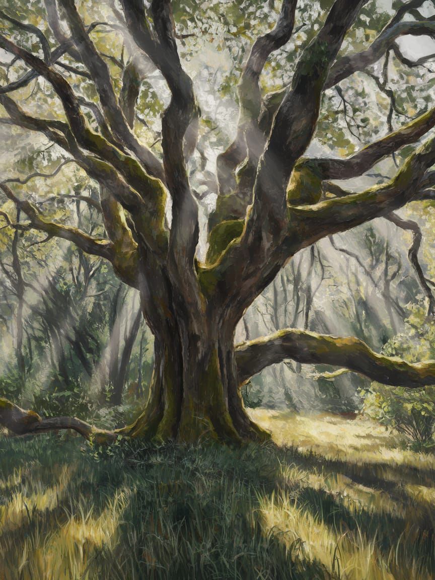 Ancient Tree Portrait in Hudson River School Style