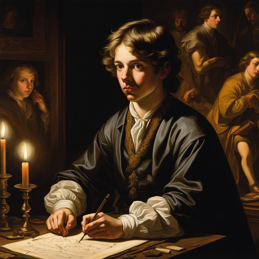 Young Scholar in 17th-Century Study
