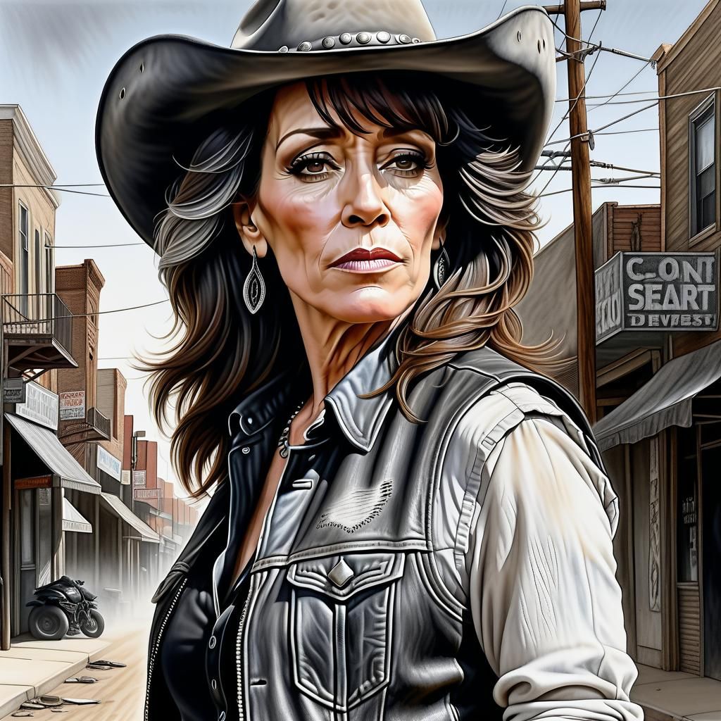 Katey Sagal as a Pencil Sketch Portrait