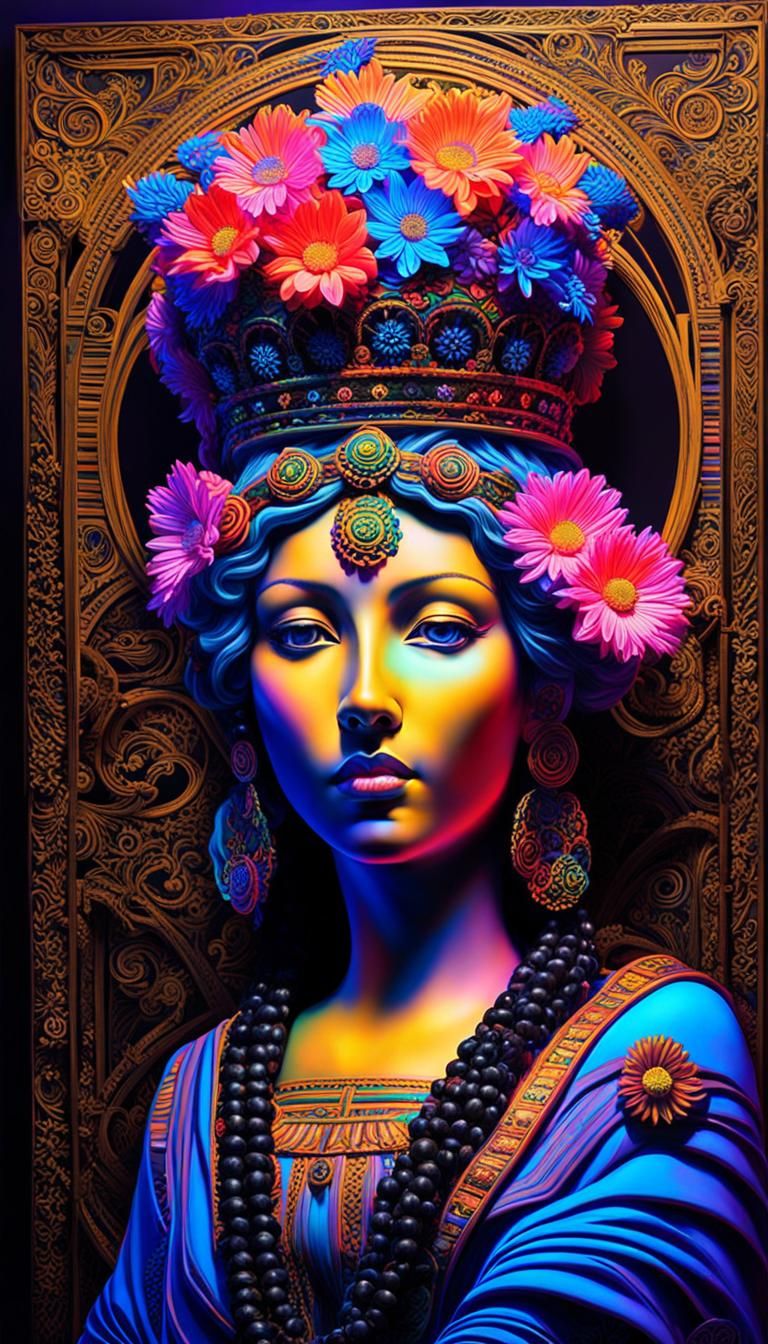 Renaissance Sculpture in Black Light Art Style
