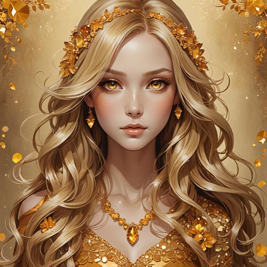 Radiant Citrine: 3D Anime Art Portrait