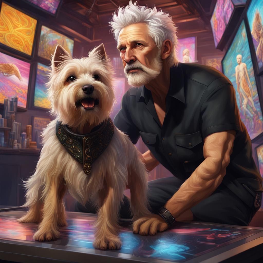 English Man and Terrier in Hyperrealistic Digital Art