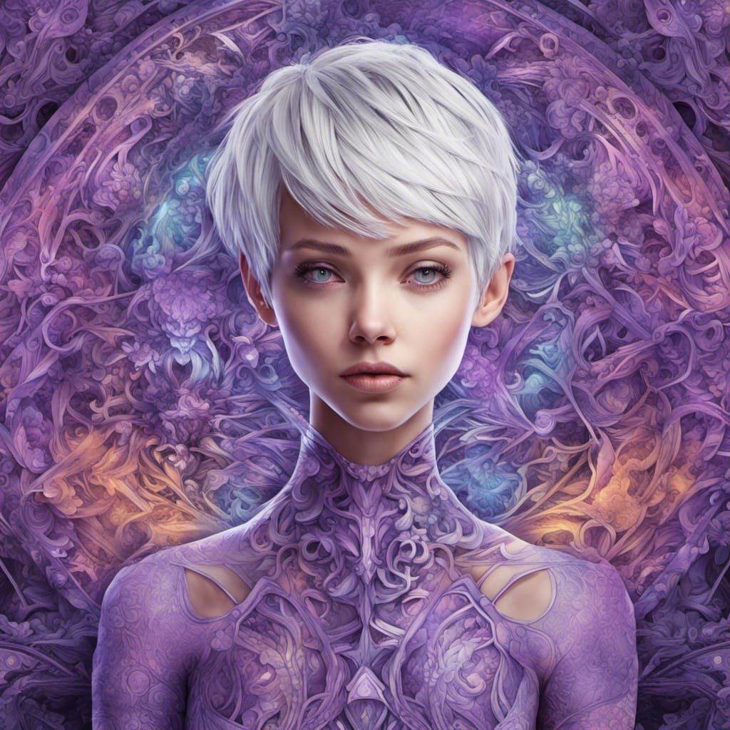 Girl with Platinum Hair in Organic Visionary Art
