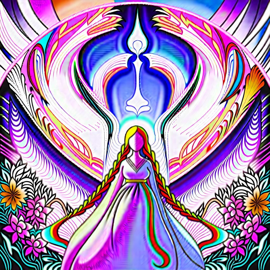 Elegant Blonde Girl in Garden: Art Nouveau Concept Art