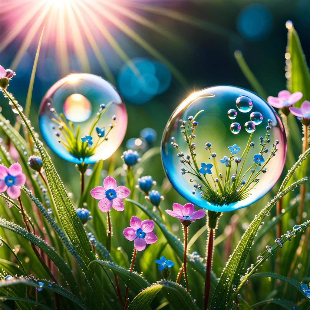 Dew Drops and Forget-Me-Nots in Digital Embroidery