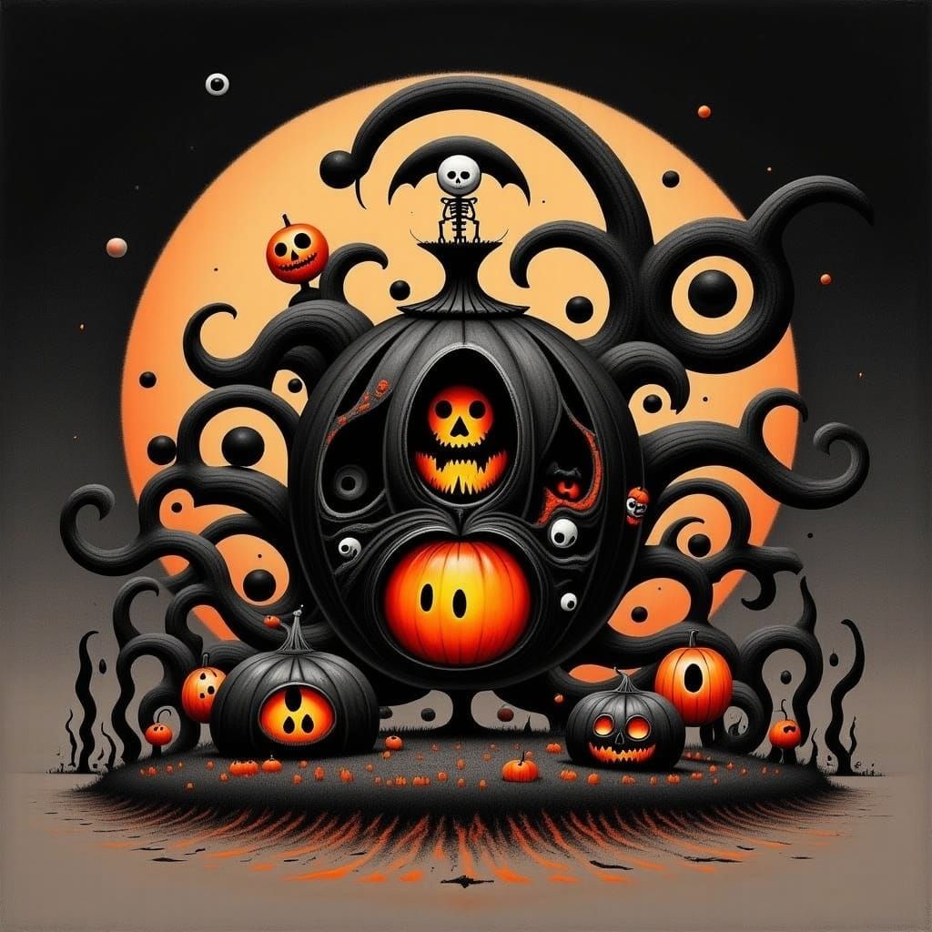 Skeleton Cinderella and Pumpkin Carriage for Halloween