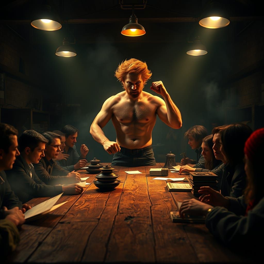 Gritty Warehouse Auction Scene in Cyberpunk Style