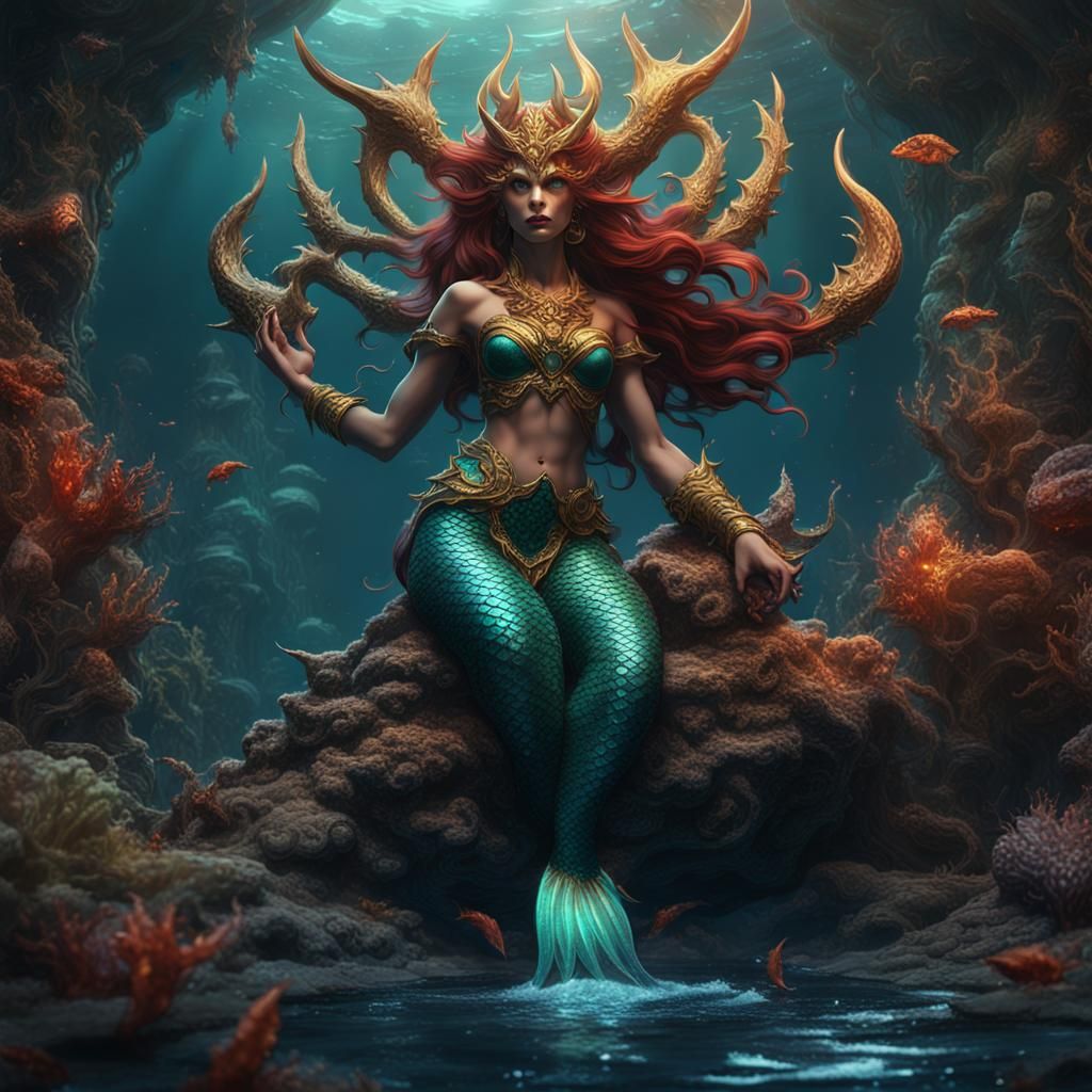 Twin Mermaid Devils in Detailed Matte Painting