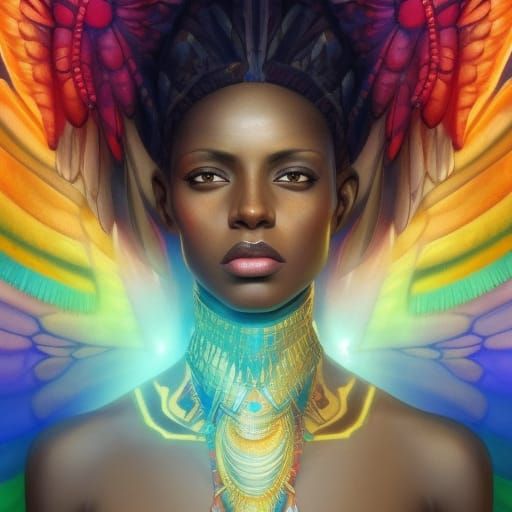 Goddess Maat Portrait with Rainbow Scales