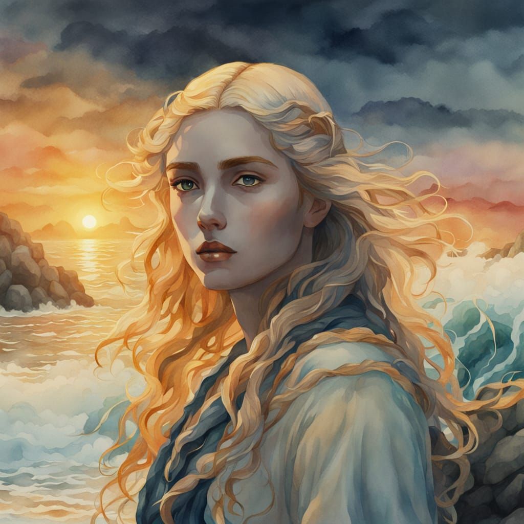 Siren's Call: Mythic Realism Watercolor Painting