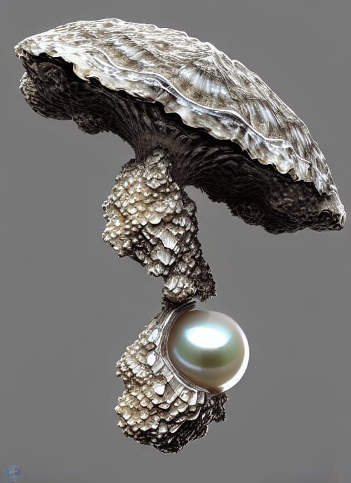 Pearl Inside Crystal Oyster: Epic Digital Painting
