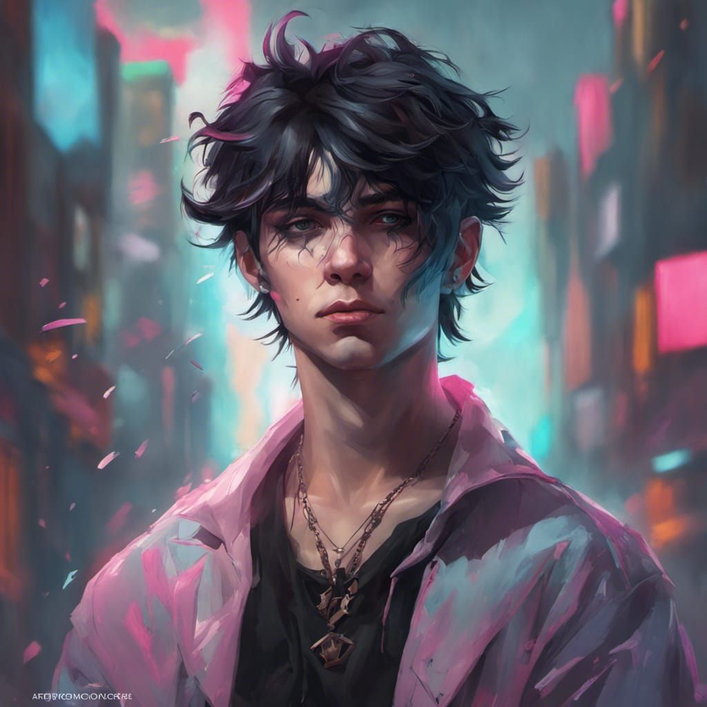 Gothic 80s Boy Portrait in Concept Art Style