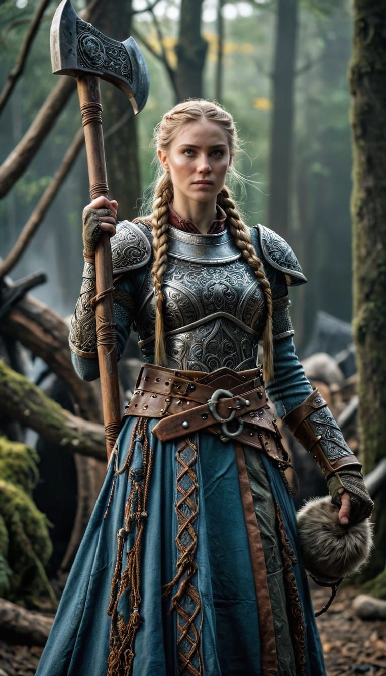 Viking Ice Warrior Cat in Battle Armor