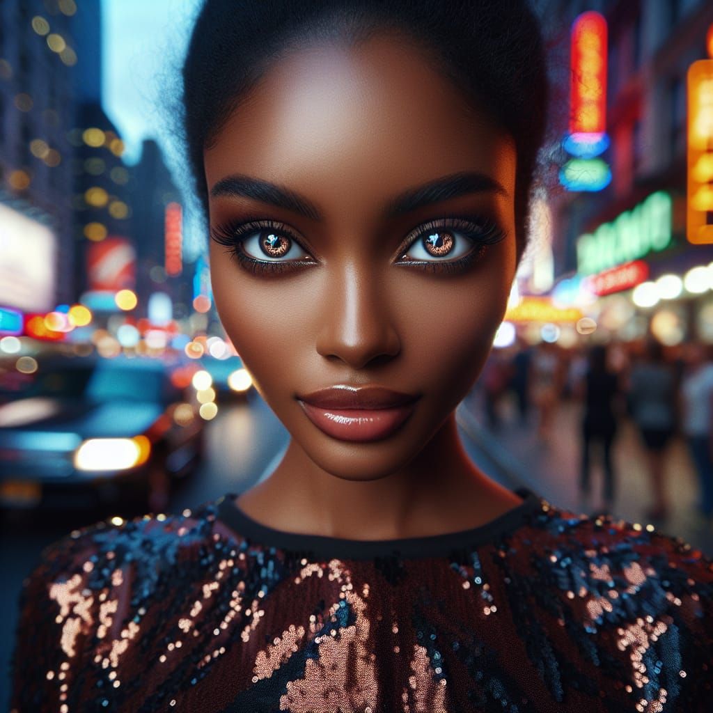 African-American Woman with Hazel Eyes in New York City