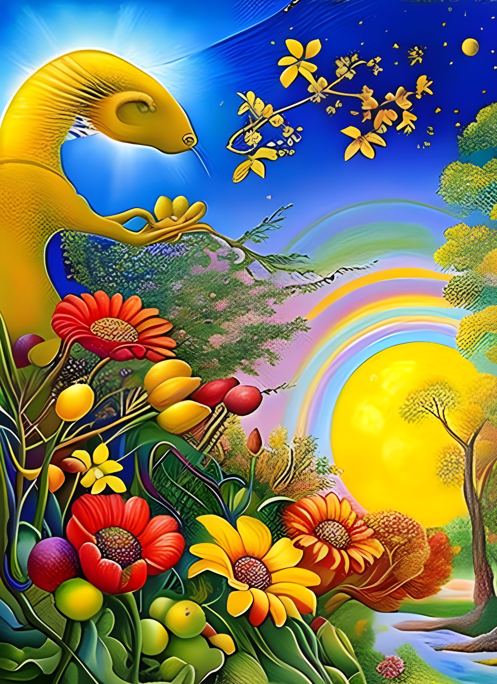 Bipedal History: Hyperreal 3D Painting on Curved Surface